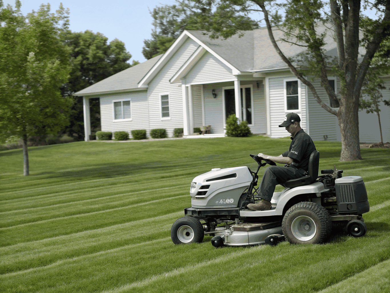 Professional landscaping team managing high-end property logistics